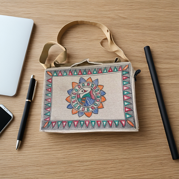 Madhubani Painted Handmade Laptop Bag