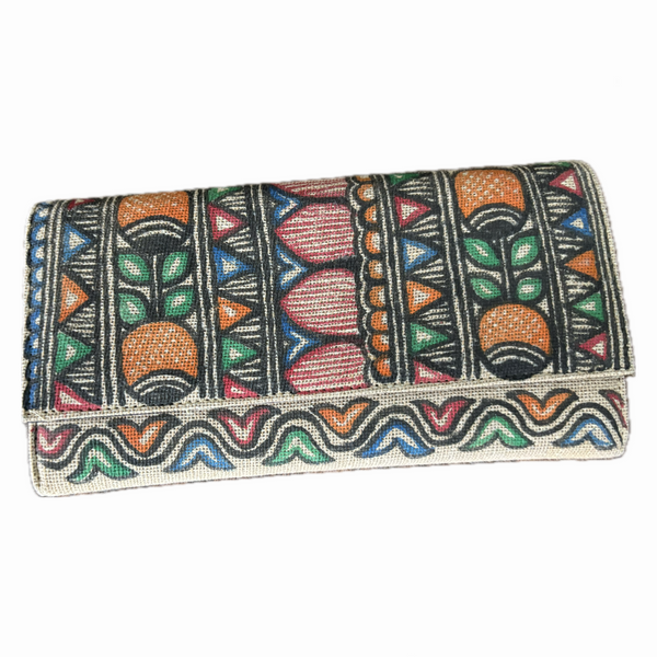 Madhubani Painted Handmade Rectangular Clutch Bag