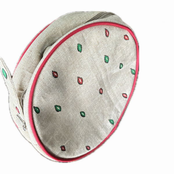 Madhubani painting round sling handbag with full work