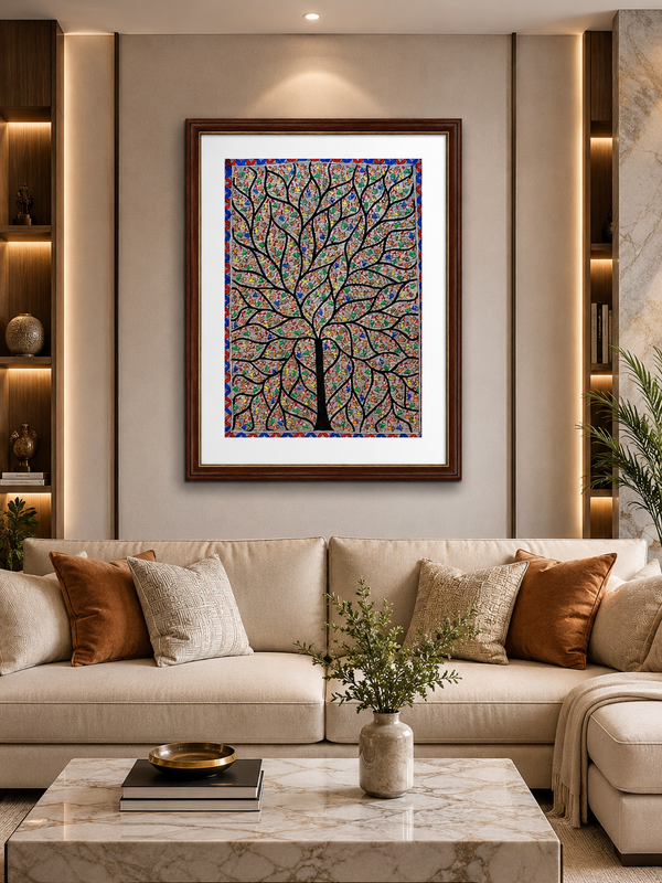 Handmade Madhubani Tree of Life Painting