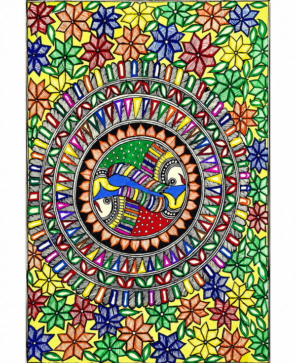 Handmade Madhubani Fish Painting