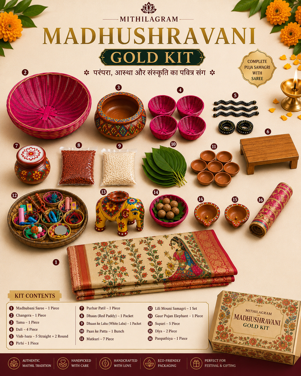 Madhushravani Gold Kit with Handcrafted Madhubani Saree