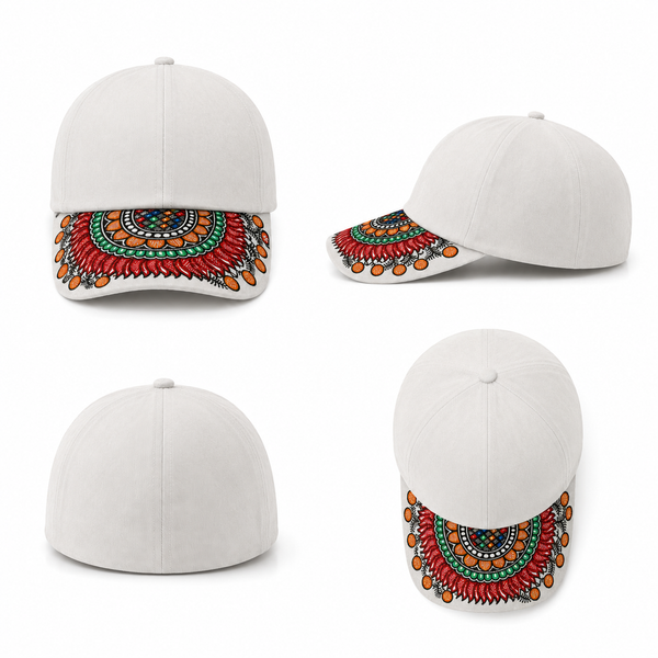 Luxury Unisex Hand-Painted Madhubani Art Cap