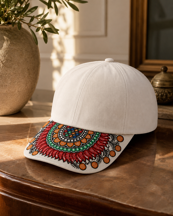 Luxury Unisex Hand-Painted Madhubani Art Cap