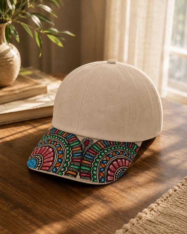Luxury Unisex Hand-Painted Madhubani Art Cap