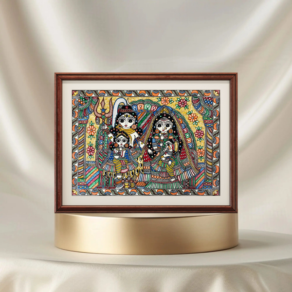 Shiva Paarvati Family Madhubani Painting