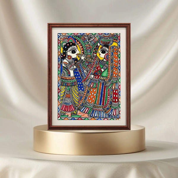 Radhe Krishna Bansuri Madhubani Painting