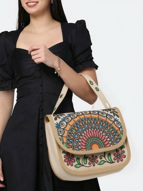 Madhubani Painted handmade rectangular Sling Bag