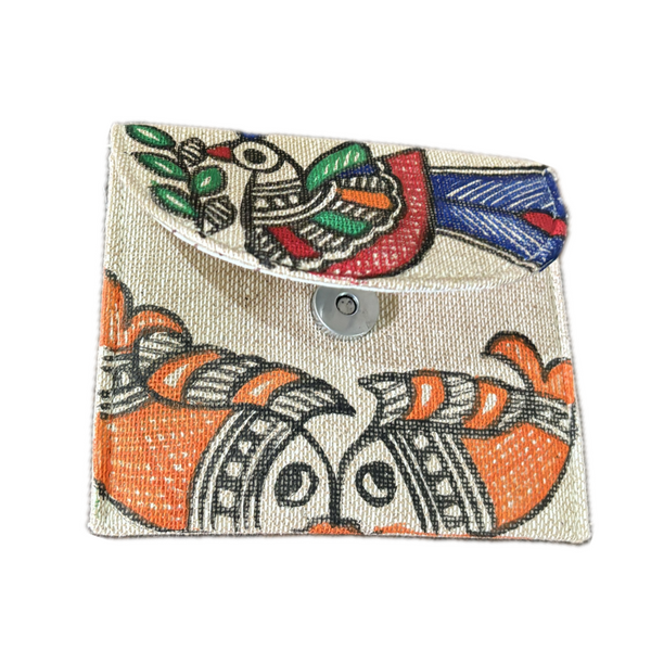 Madhubani Painted Handmade Magnetic Cash Holder Pouch | Fish Design