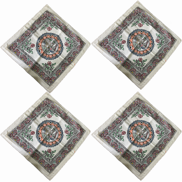 Madhubani painting elephant printed pillow covers