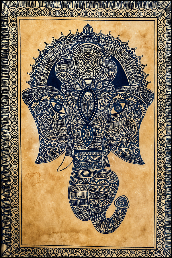 Handmade Madhubani Lord Ganesha Painting