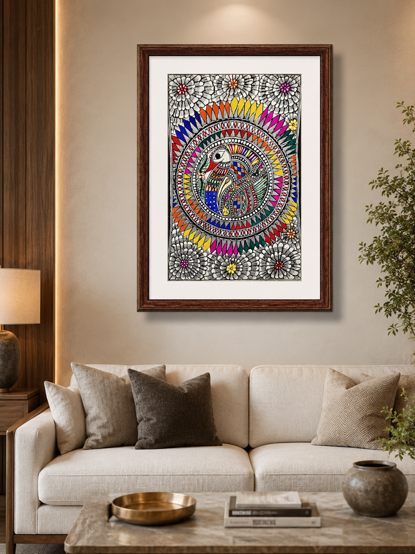 Handmade Madhubani Bird Painting