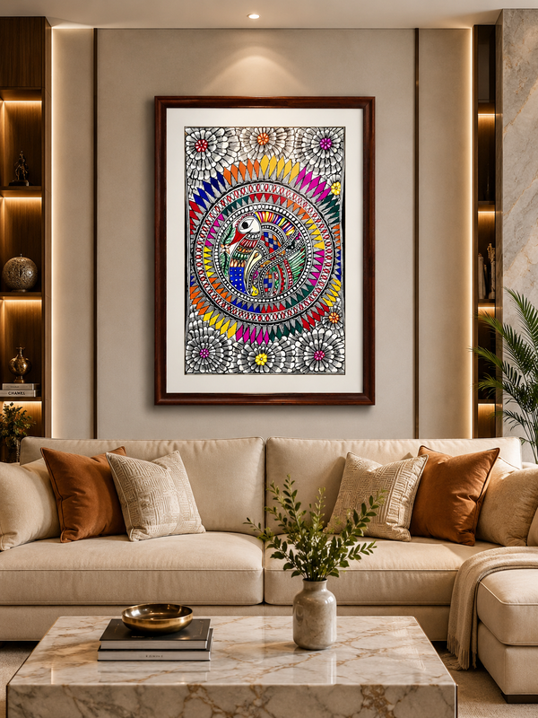 Handmade Madhubani Bird Painting