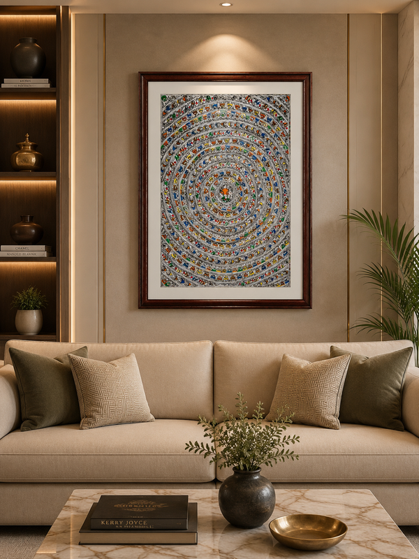 Handmade Madhubani Fish Mandala Painting