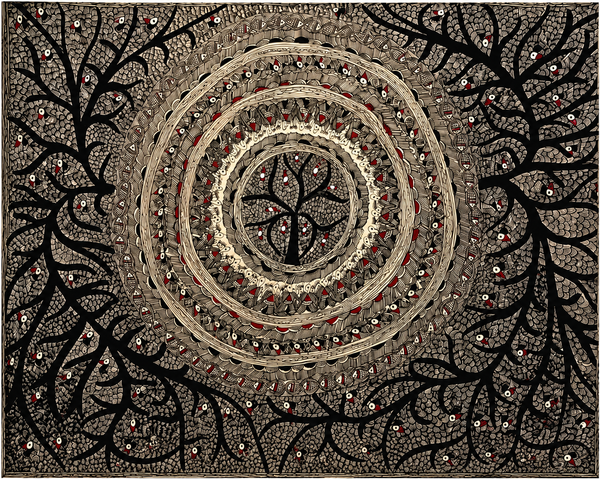Handmade Madhubani Tree of Life Mandala Painting