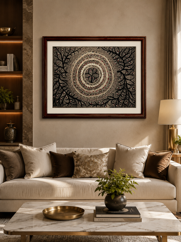 Handmade Madhubani Tree of Life Mandala Painting