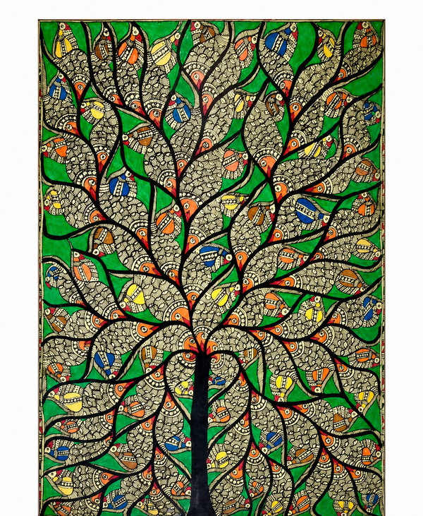 Handmade Madhubani Tree of Life Painting