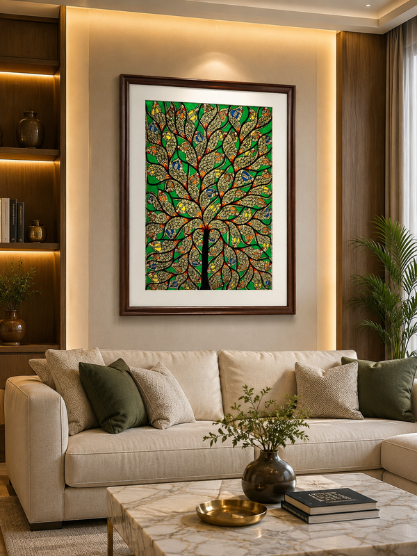 Handmade Madhubani Tree of Life Painting