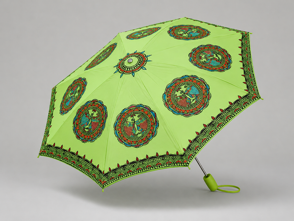 Hand-Painted Madhubani Folk Musician Umbrella