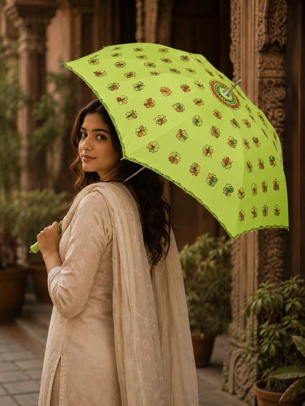 Hand-Painted Madhubani Butterfly Umbrella