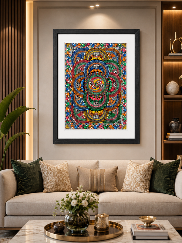 Hand-Painted Madhubani Mandala Artwork