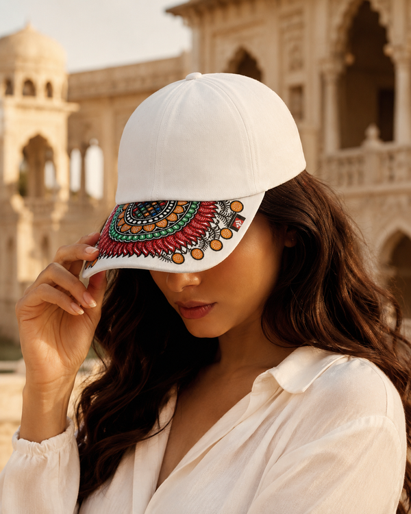 Luxury Unisex Hand-Painted Madhubani Art Cap