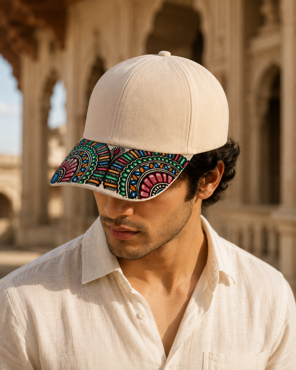 Luxury Unisex Hand-Painted Madhubani Art Cap