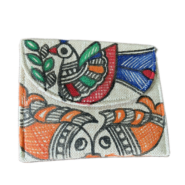 Madhubani Painted Handmade Magnetic Cash Holder Pouch | Fish Design